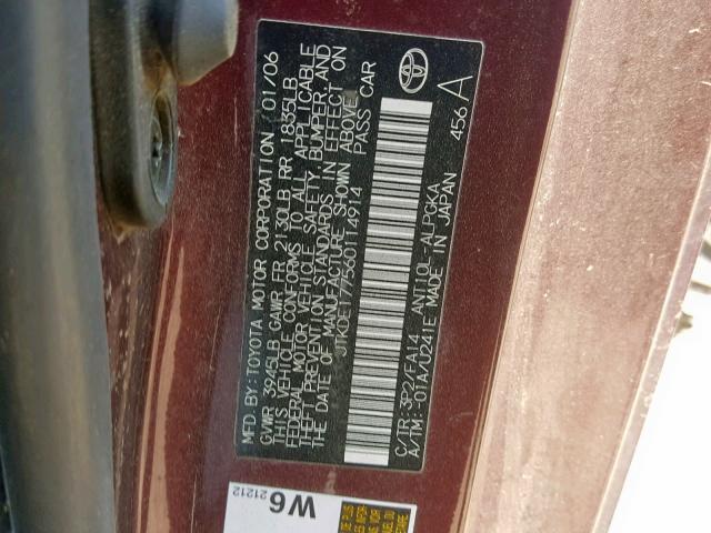 JTKDE177560114914 - 2006 TOYOTA SCION TC PURPLE photo 10