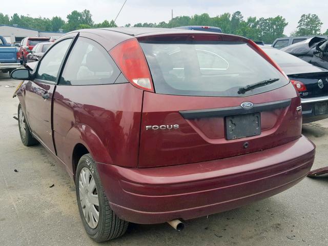 1FAFP31N76W196161 - 2006 FORD FOCUS ZX3 BURGUNDY photo 3