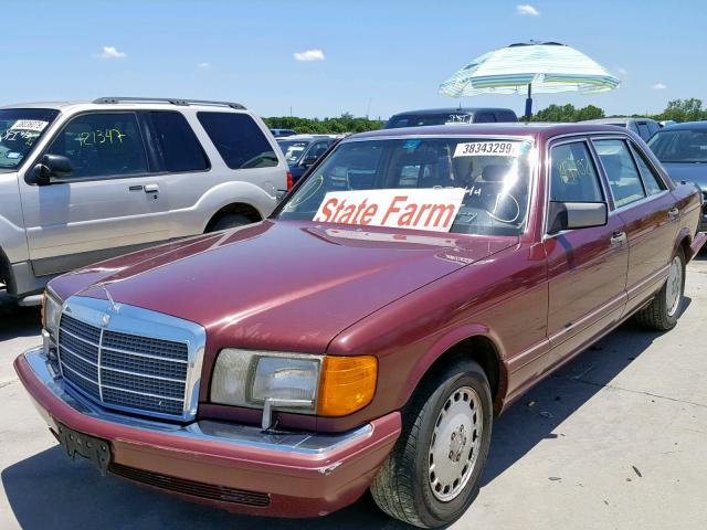 WDBCA25D7MA556872 - 1991 MERCEDES-BENZ 300 SEL MAROON photo 2