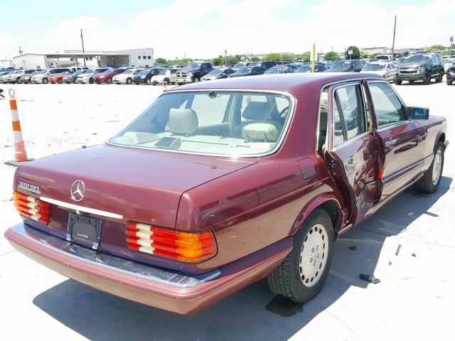 WDBCA25D7MA556872 - 1991 MERCEDES-BENZ 300 SEL MAROON photo 4