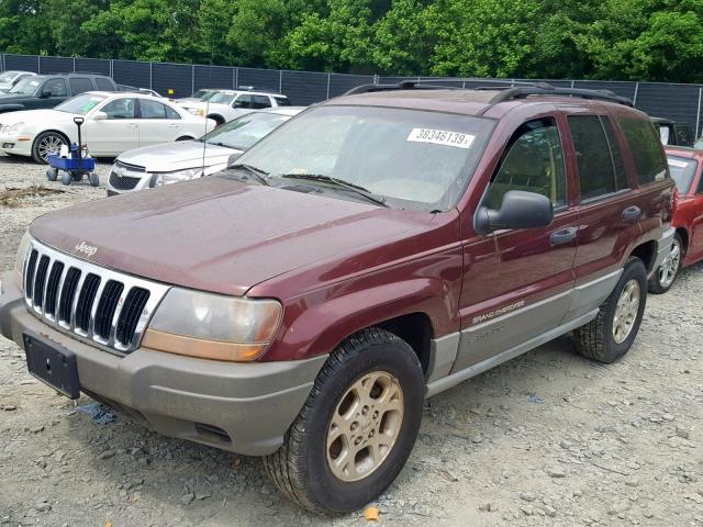 1J4G248S9YC256616 - 2000 JEEP GRAND CHER BURGUNDY photo 2