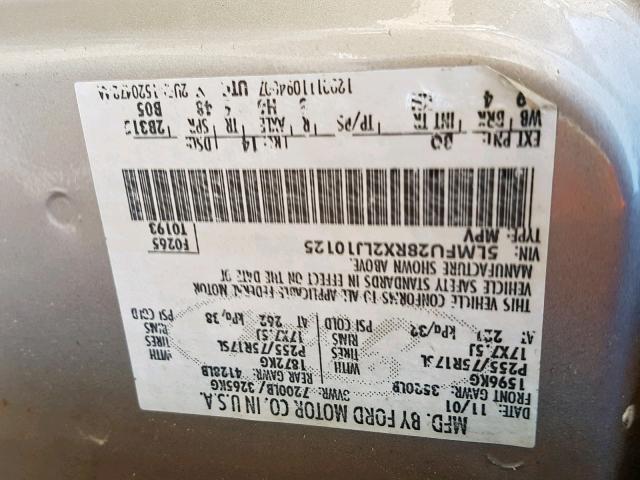 5LMFU28RX2LJ10125 - 2002 LINCOLN NAVIGATOR 米色 照片 10