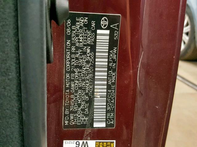 JTKDE177870172565 - 2007 TOYOTA SCION TC MAROON photo 10