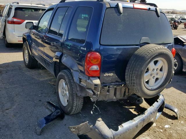 1J8GL58K42W186627 - 2002 JEEP LIBERTY LI BLUE photo 3