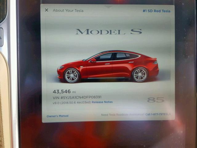 5YJSA1CN4DFP08391 - 2013 TESLA MODEL S أحمر صورة 8