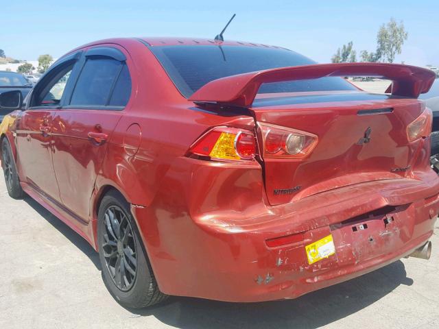 JA3AU86U48U016450 - 2008 MITSUBISHI LANCER GTS RED photo 3