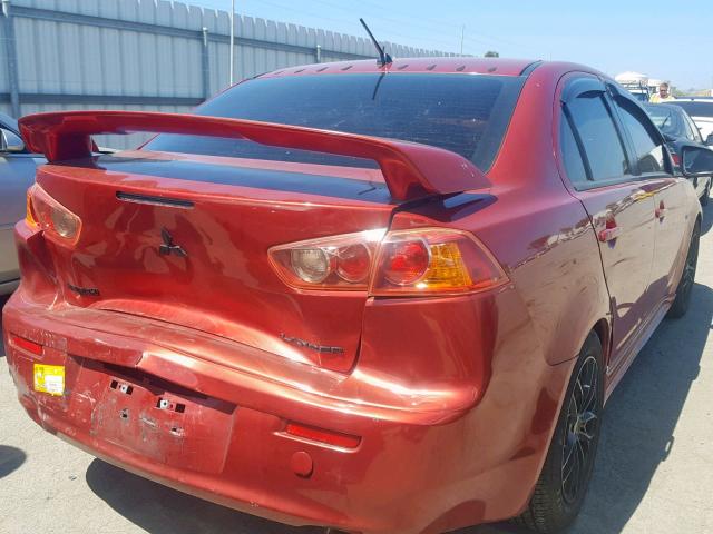 JA3AU86U48U016450 - 2008 MITSUBISHI LANCER GTS RED photo 4