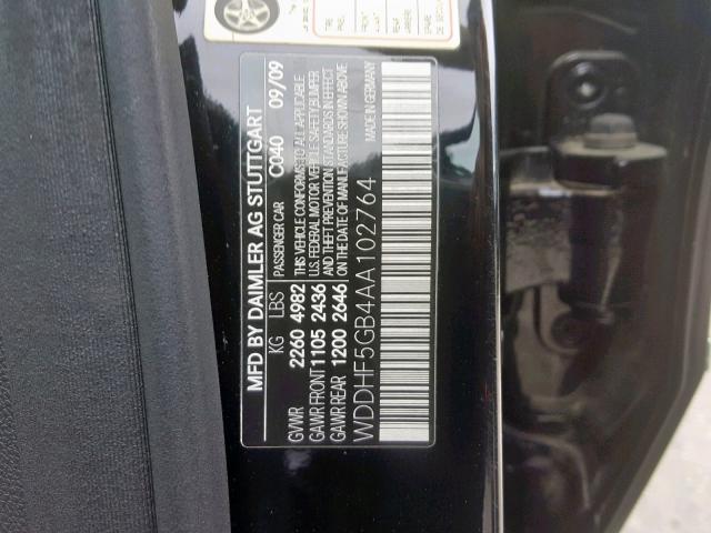 WDDHF5GB4AA102764 - 2010 MERCEDES-BENZ E 350 BLACK photo 10