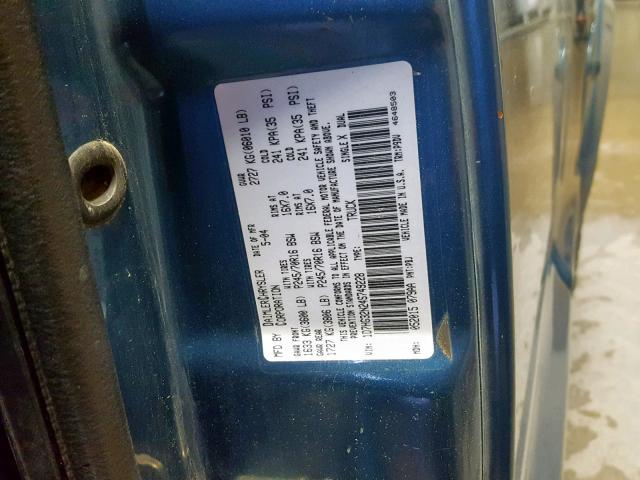 1D7HG32N24S749228 - 2004 DODGE DAKOTA SPO BLUE photo 10