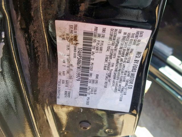 1FAHP34N67W119979 - 2007 FORD FOCUS ZX4 BLACK photo 10