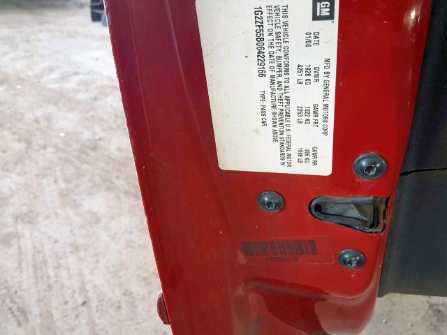 1G2ZF55B064229166 - 2006 PONTIAC G6 SE RED photo 10