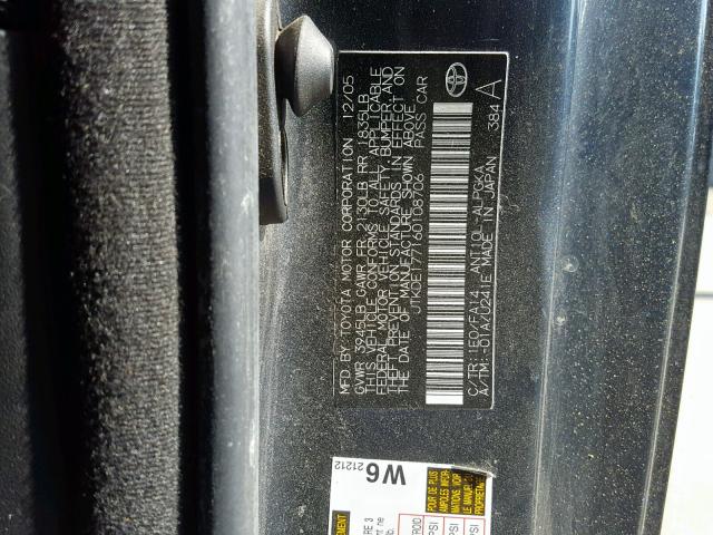 JTKDE177160108706 - 2006 TOYOTA SCION TC გრაფიტი ფოტო 10