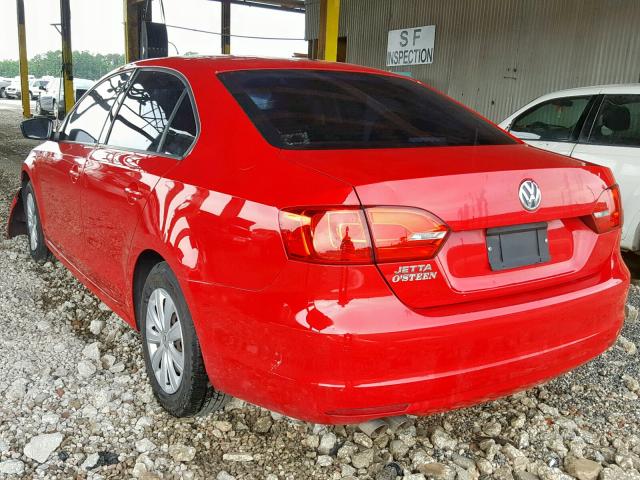 3VW2K7AJ2CM318123 - 2012 VOLKSWAGEN JETTA BASE RED photo 3