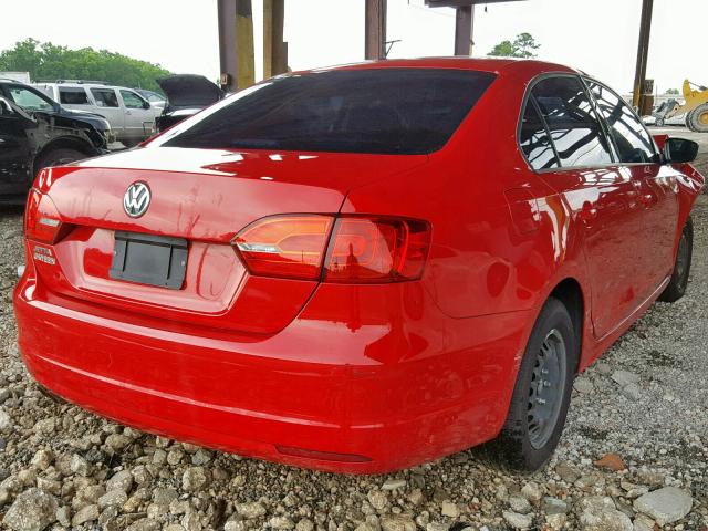 3VW2K7AJ2CM318123 - 2012 VOLKSWAGEN JETTA BASE RED photo 4