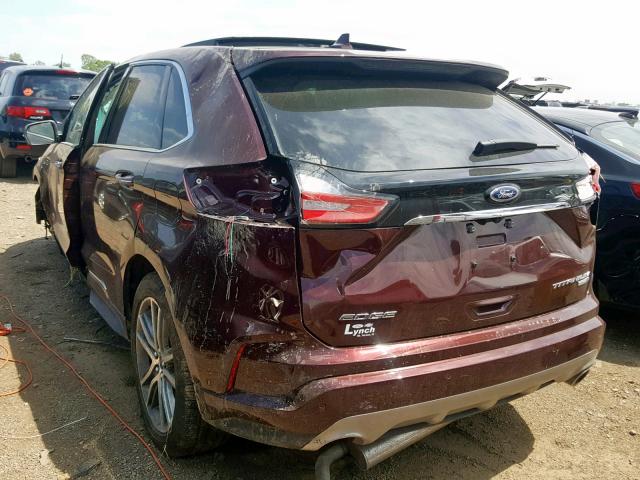 2FMPK4K97KBB08642 - 2019 FORD EDGE TITAN BURGUNDY photo 3