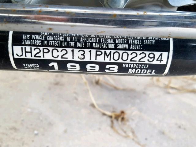 JH2PC2131PM002294 - 1993 HONDA VT600 CD BLUE photo 10