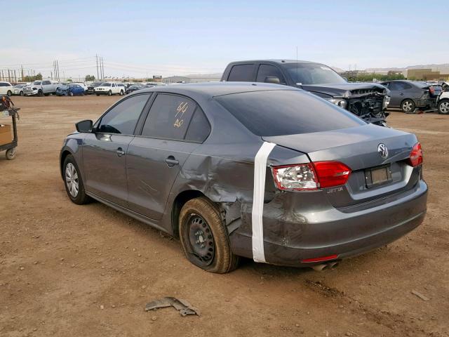 3VW1K7AJXDM262851 - 2013 VOLKSWAGEN JETTA BASE GRAY photo 3