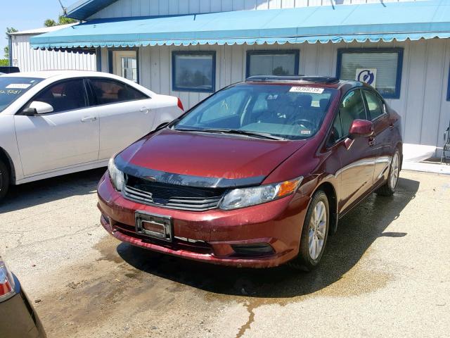 19XFB2F9XCE041656 - 2012 HONDA CIVIC EXL MAROON photo 2