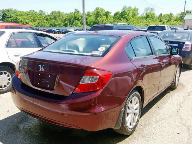 19XFB2F9XCE041656 - 2012 HONDA CIVIC EXL MAROON photo 4