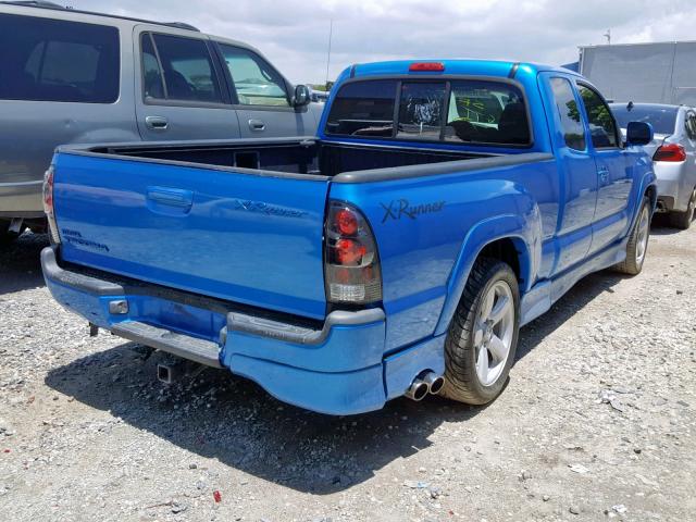 5TETU22N96Z183946 - 2006 TOYOTA TACOMA X-R BLUE photo 4