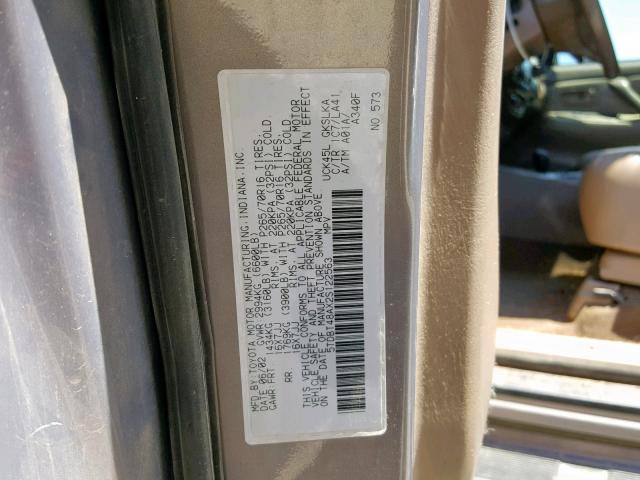 5TDBT48AX2S122563 - 2002 TOYOTA SEQUOIA LI SILVER photo 10