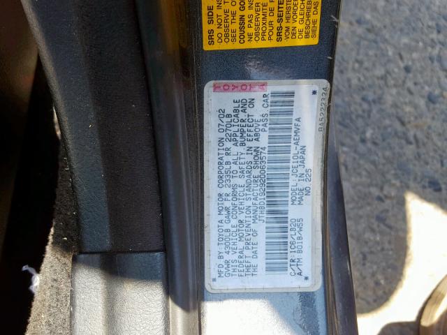 JTHBD192920063574 - 2002 LEXUS IS 300 SILVER photo 10