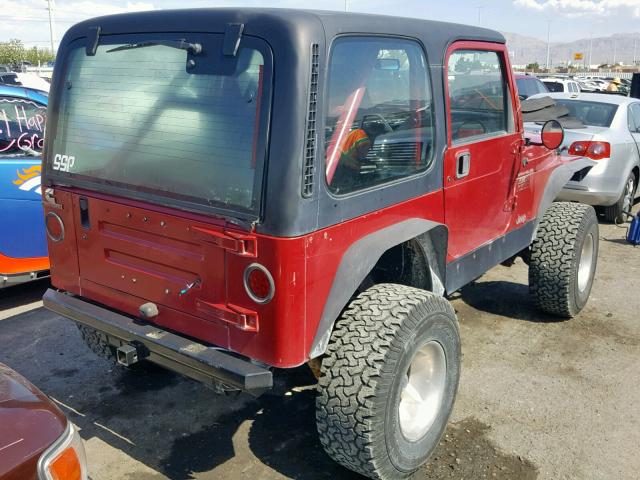 1J4FY29P8XP492352 - 1999 JEEP WRANGLER / RED photo 4