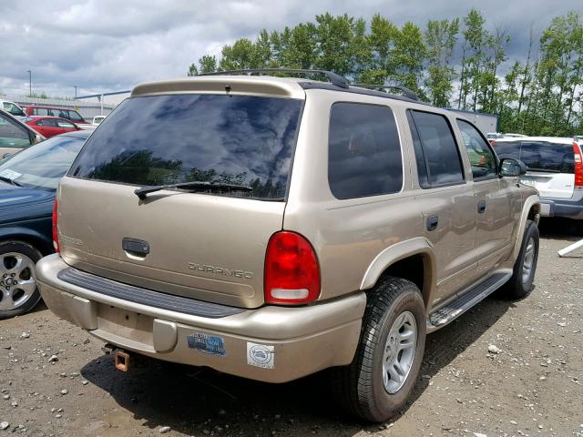 1B4HS48N82F190213 - 2002 DODGE DURANGO SL GOLD photo 4