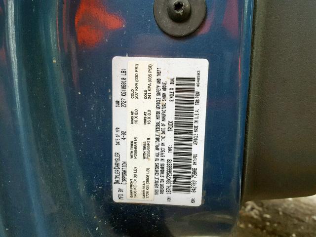 1B7HL38X72S668978 - 2002 DODGE DAKOTA QUA BLUE photo 10