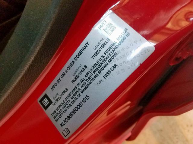 KL8CB6S95DC611015 - 2013 CHEVROLET SPARK LS RED photo 10