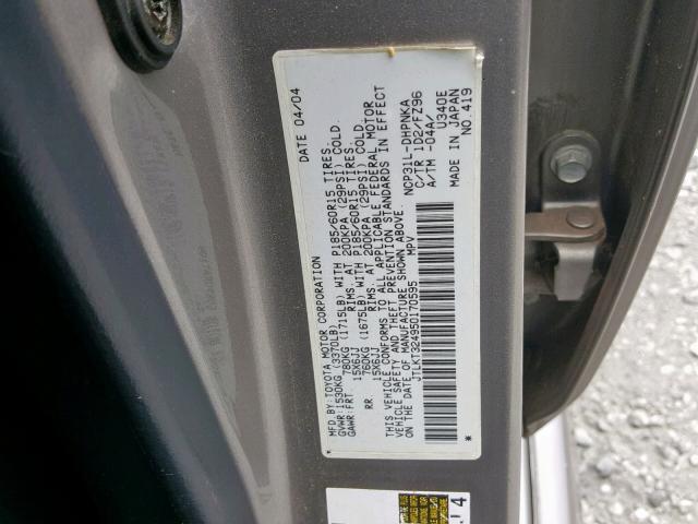 JTLKT324950170595 - 2005 TOYOTA SCION XB SILVER photo 10