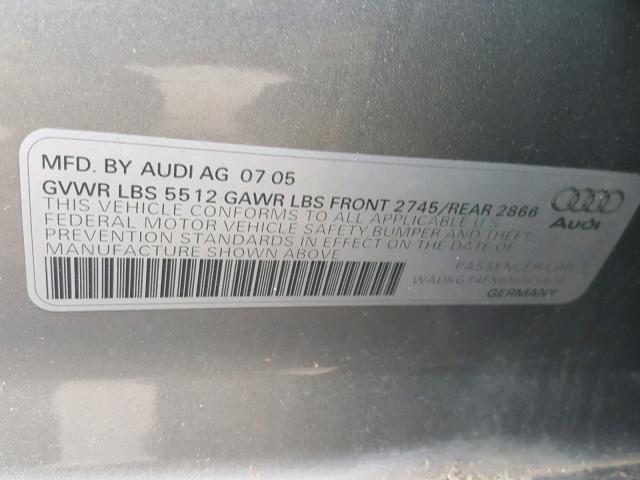 WAUKG74FX6N045404 - 2006 AUDI A6 AVANT Q GRAY photo 10