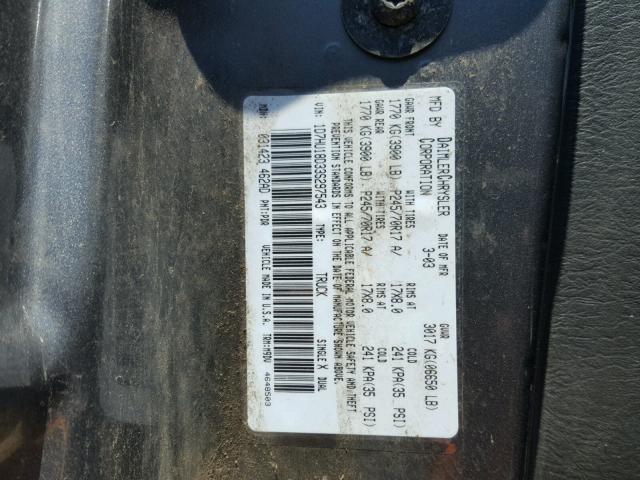 1D7HU18D33S297543 - 2003 DODGE RAM 1500 S GRAY photo 10