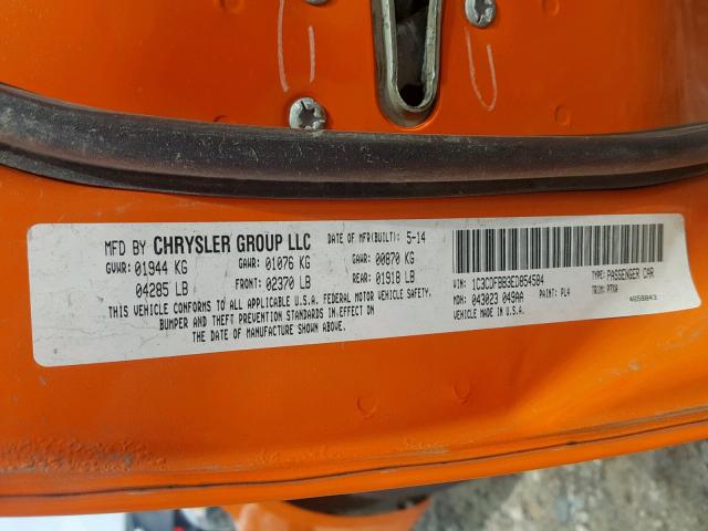 1C3CDFBB3ED854584 - 2014 DODGE DART SXT ORANGE photo 10