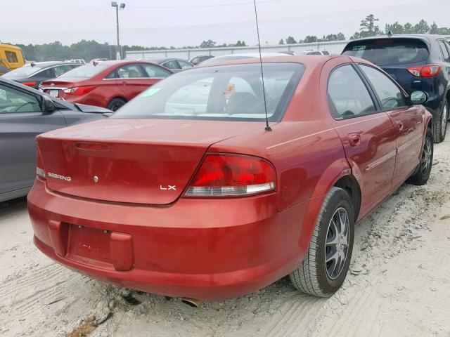 1C3EL46U61N728641 - 2001 CHRYSLER SEBRING LX RED photo 4