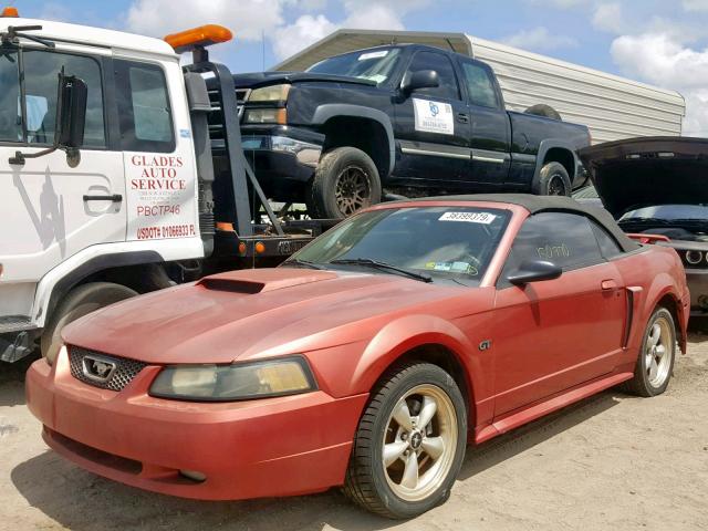 1FAFP45X81F133421 - 2001 FORD MUSTANG GT RED photo 2