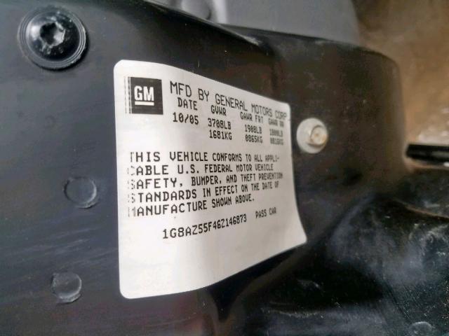 1G8AZ55F46Z146873 - 2006 SATURN ION LEVEL BLACK photo 10