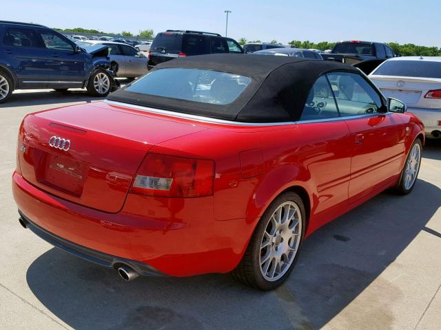 WUARL48HX6K900534 - 2006 AUDI S4 QUATTRO RED photo 4