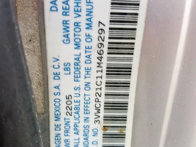 3VWCP21C11M469297 - 2001 VOLKSWAGEN NEW BEETLE თეთრი ფოტო 10