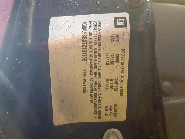 1G8AL58B37Z181769 - 2007 SATURN ION LEVEL BURGUNDY photo 10