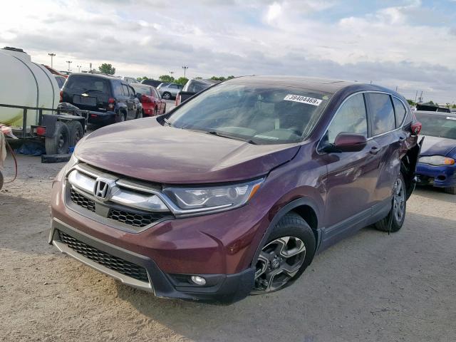 5J6RW2H84HL065532 - 2017 HONDA CR-V EXL BURGUNDY photo 2