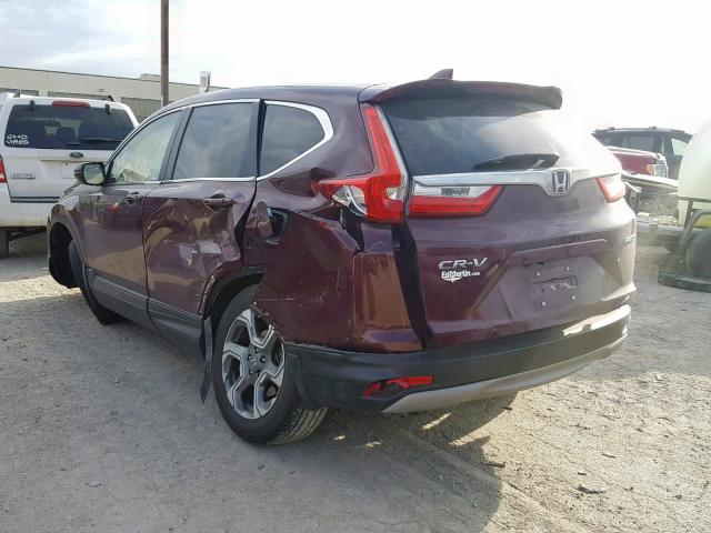 5J6RW2H84HL065532 - 2017 HONDA CR-V EXL BURGUNDY photo 3