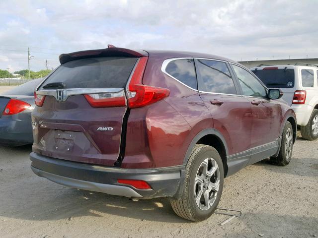 5J6RW2H84HL065532 - 2017 HONDA CR-V EXL BURGUNDY photo 4