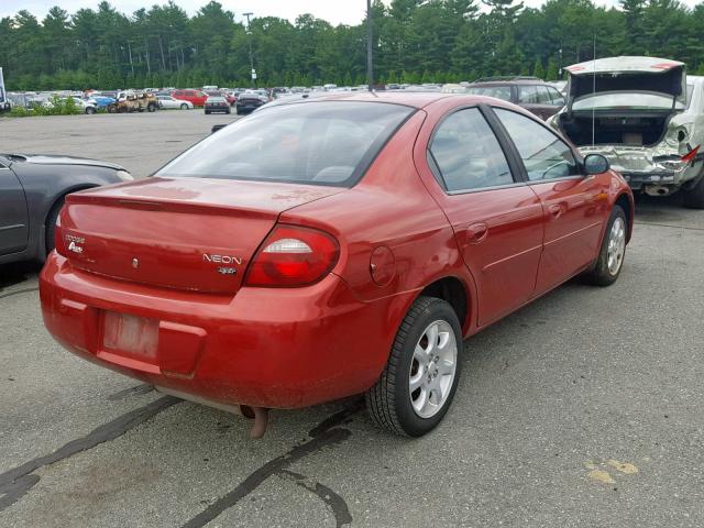 1B3ES56CX5D172987 - 2005 DODGE NEON SXT RED photo 4