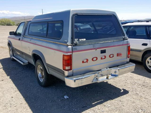 1B7GL26Y7MS258640 - 1991 DODGE DAKOTA SILVER photo 3