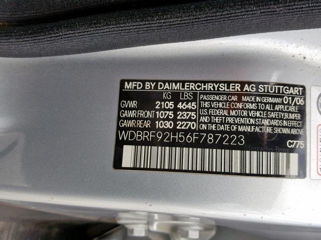 WDBRF92H56F787223 - 2006 MERCEDES-BENZ C 280 4MAT SILVER photo 10