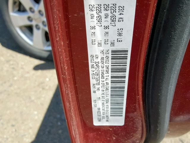 3D4PG1FG9BT526799 - 2011 DODGE JOURNEY MA RED photo 10