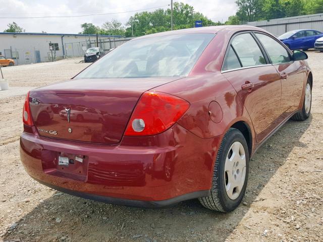 1G2ZF57B884171291 - 2008 PONTIAC G6 VALUE L BURGUNDY photo 4