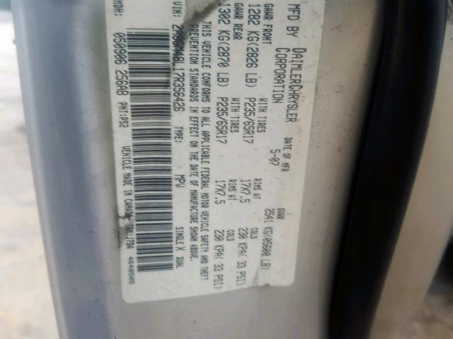 2A8GM48L17R356426 - 2007 CHRYSLER PACIFICA WHITE photo 10