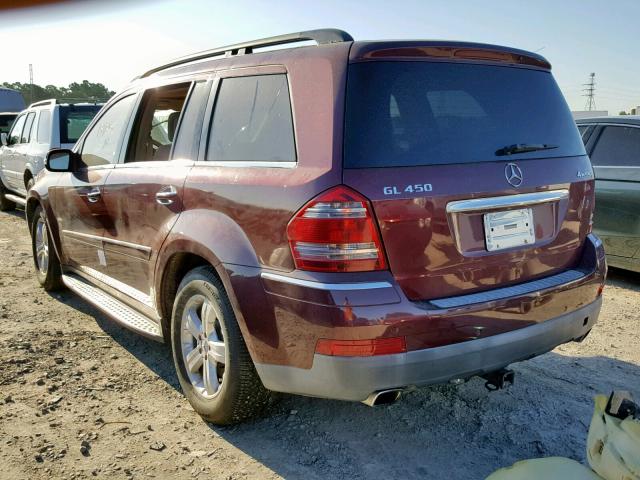 4JGBF71E47A145567 - 2007 MERCEDES-BENZ GL 450 4MA MAROON photo 3